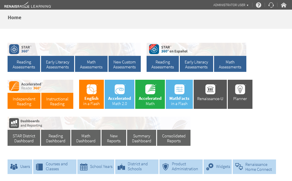 Screenshot of the Reading Dashboard