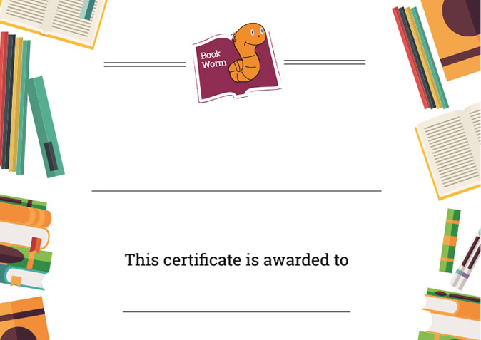 Certificate awarded to a book worm
