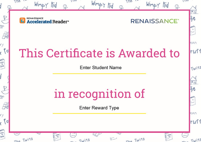 Editable certificate to award success with early years