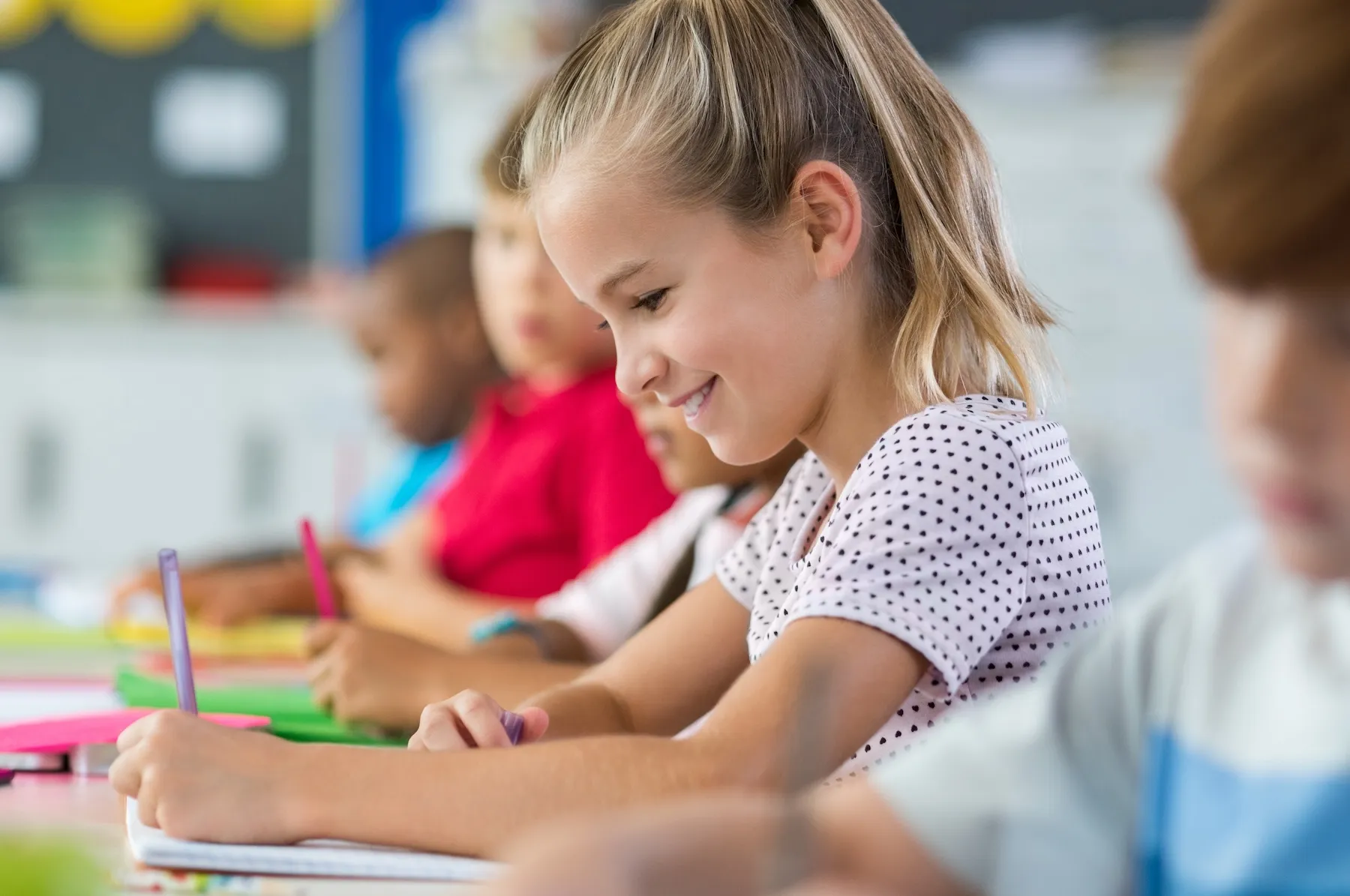 Students reading in a classroom