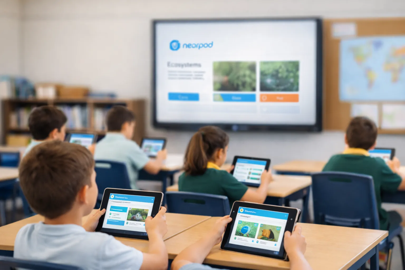 Student reading in a classroom